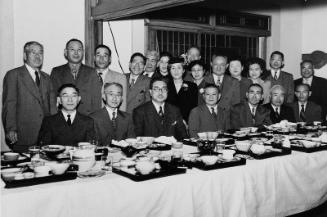 [Shin Nichi Bei party at the old Kawafuku restaurant, Los Angeles, California, January 18, 1950]