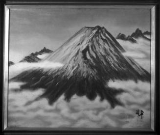 [Paintings of a Mt. Fuji in clouds and a castle, California, December 1966]