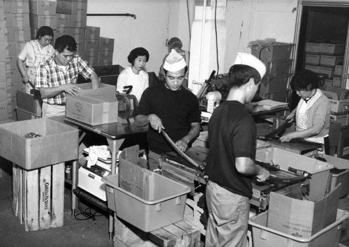 [Beef jerky production, California, 1966]