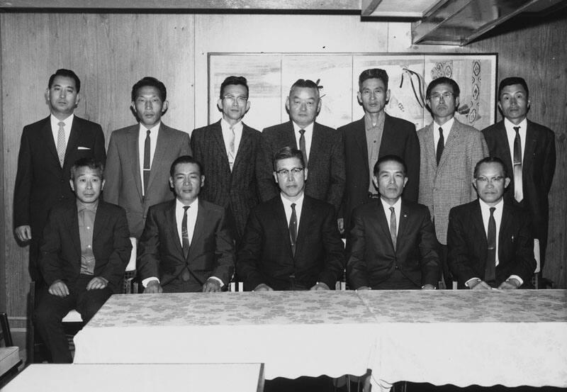 [Mr. Yamada and others at Eigiku restaurant, Los Angeles, California, February 26, 1967]