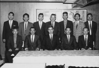 [Mr. Yamada and others at Eigiku restaurant, Los Angeles, California, February 26, 1967]