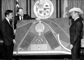 [Equestrian Center model at Los Angeles Mayor Sam Yorty office in City Hall, Los Angeles, California, April 12, 1967]
