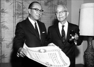 [Kunsho award presentation at office of Consul General of Japan, Los Angeles, California, May 25, 1967 and banquet at Biltmore Hotel, Los Angeles, May 31, 1967]