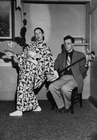 [Caucasian students of Yaeharu Kineya performing at San Kwo Low restaurant, Los Angeles, California, February 2, 1951]