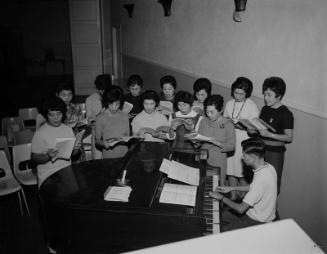 [Mutsumi Kai Choir practicing at Centenary Methodist Church, Los Angeles, California, November 13, 1967]