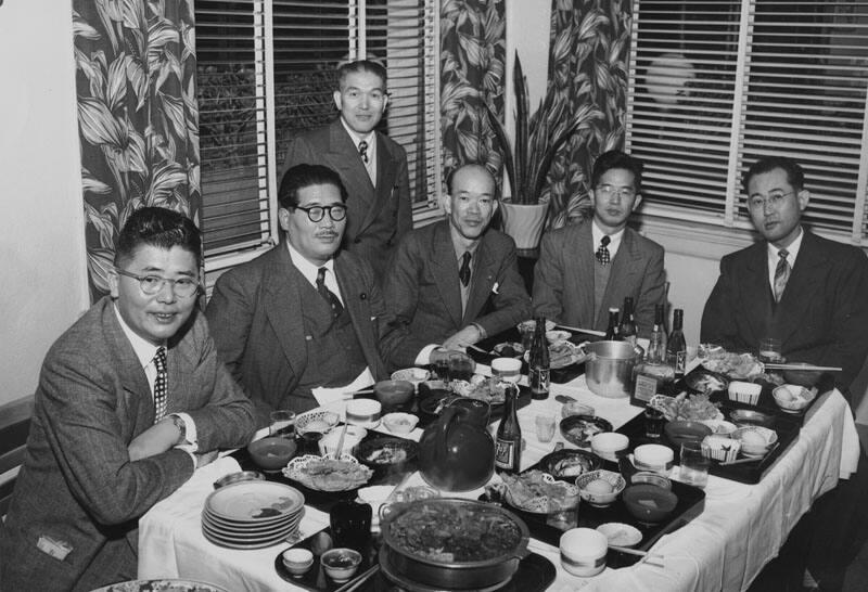 [Mr. Nozawa at airport and Kawafuku restaurant, Los Angeles, California, 1967]