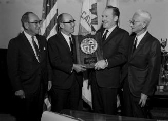 [Honda Motors at office of Los Angeles Mayor Sam Yorty at Los Angeles City Hall, Los Angeles, California, January 30, 1968]
