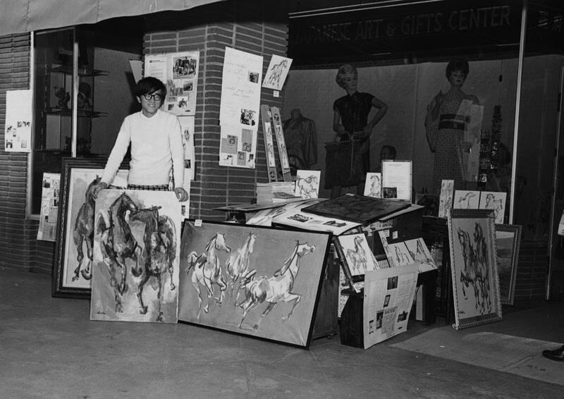 [Hideki Sakaguchi, Japanese horse artist from Japan, at Japanese Gift and Art Center, Los Angeles, California, April 7, 1968]