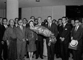 [Noh group at airport, Los Angeles, California, June 20, 1968]