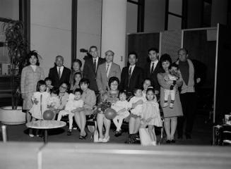 [Thomas Abe and families with five adoptees from Japan, California, April 5, 1968]