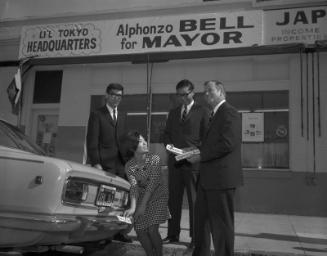 [Alphonzo Bell for Mayor Little Tokyo headquarters, Los Angeles, California, March 15, 1969]