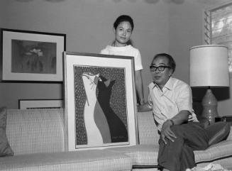 [Hanga artist, Mr. Saito, at Kunimoto home, Los Angeles, California, July 15, 1969]