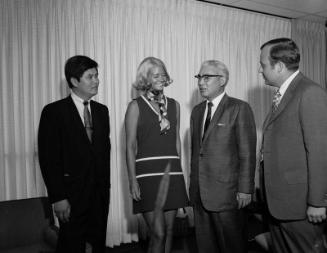 [1969 Miss United States International Gayle Kovaly at the office of the Consul General of Japan, Los Angeles, California, August 12, 1969]