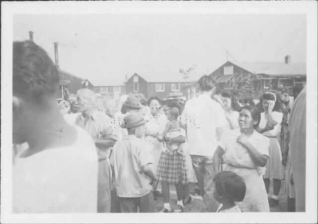 [Crowd gathered outside, Rohwer, Arkansas, July 26, 1945]