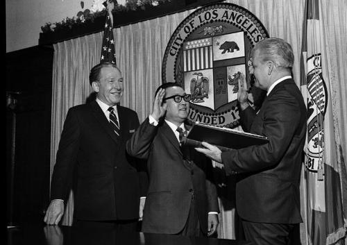 [Sam Ishihara swearing in to City Housing Authority in Mayor's office at Los Angeles City Hall, Los Angeles, California, February 17, 1970]