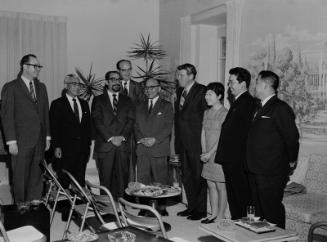 [Shunichi Matsumoto at Japanese League for the Return of the Northern Territories press conference at residence of Consul General of Japan, Pasadena, California, April 18, 1970]