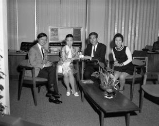 [Mari Sono and Watanabe Puro visiting Bank of Tokyo, Los Angeles, California, June 12, 1970]