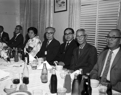 [Reverend Kanshu Ikuta at San Kwo Low restaurant, Los Angeles, California, October 4, 1970]