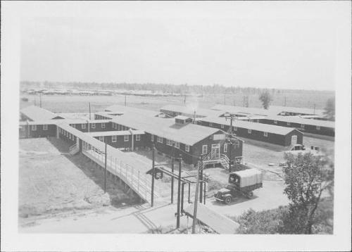 [Truck on road in front of compound, Rohwer, Arkansas, 1942-1945]