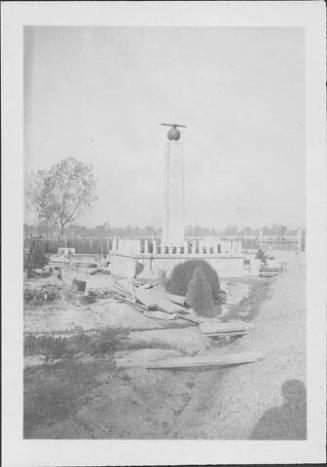 [Monument construction in Rohwer Memorial Cemetery, Rohwer, Arkansas, ca. 1944]