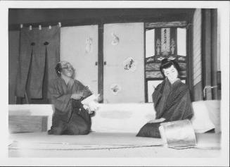 [Old man talking to young man in Kabuki play, Rohwer, Arkansas, October 21, 1944]