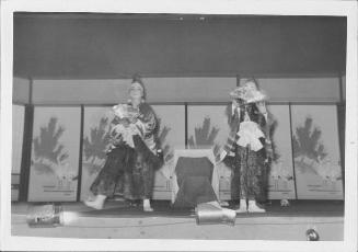 [Two male dancers in Kabuki play, Rohwer, Arkansas]